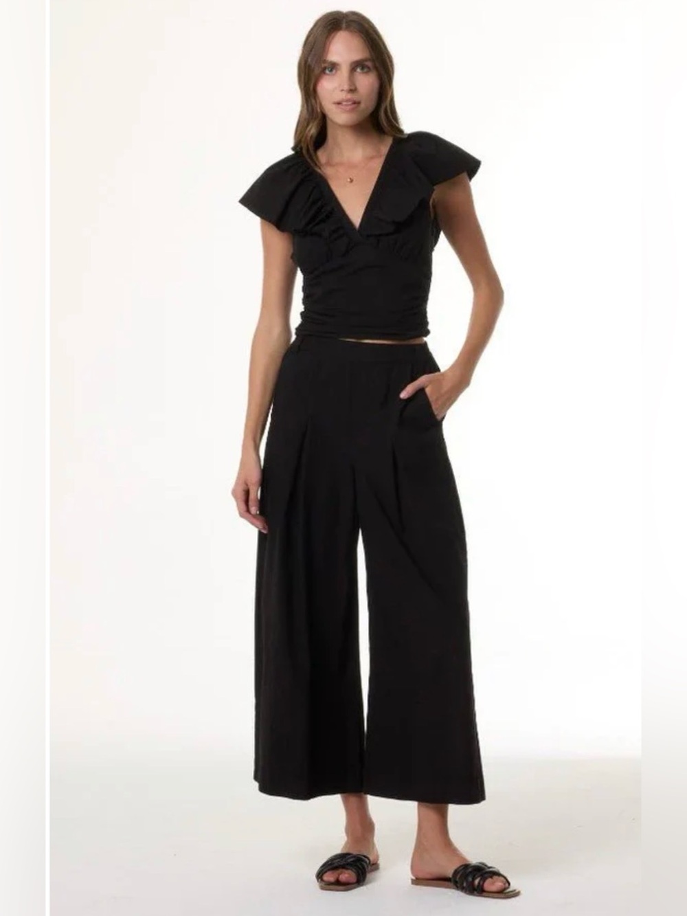 Brand New never been worn YFB Augie ruffle top in black just hit stores